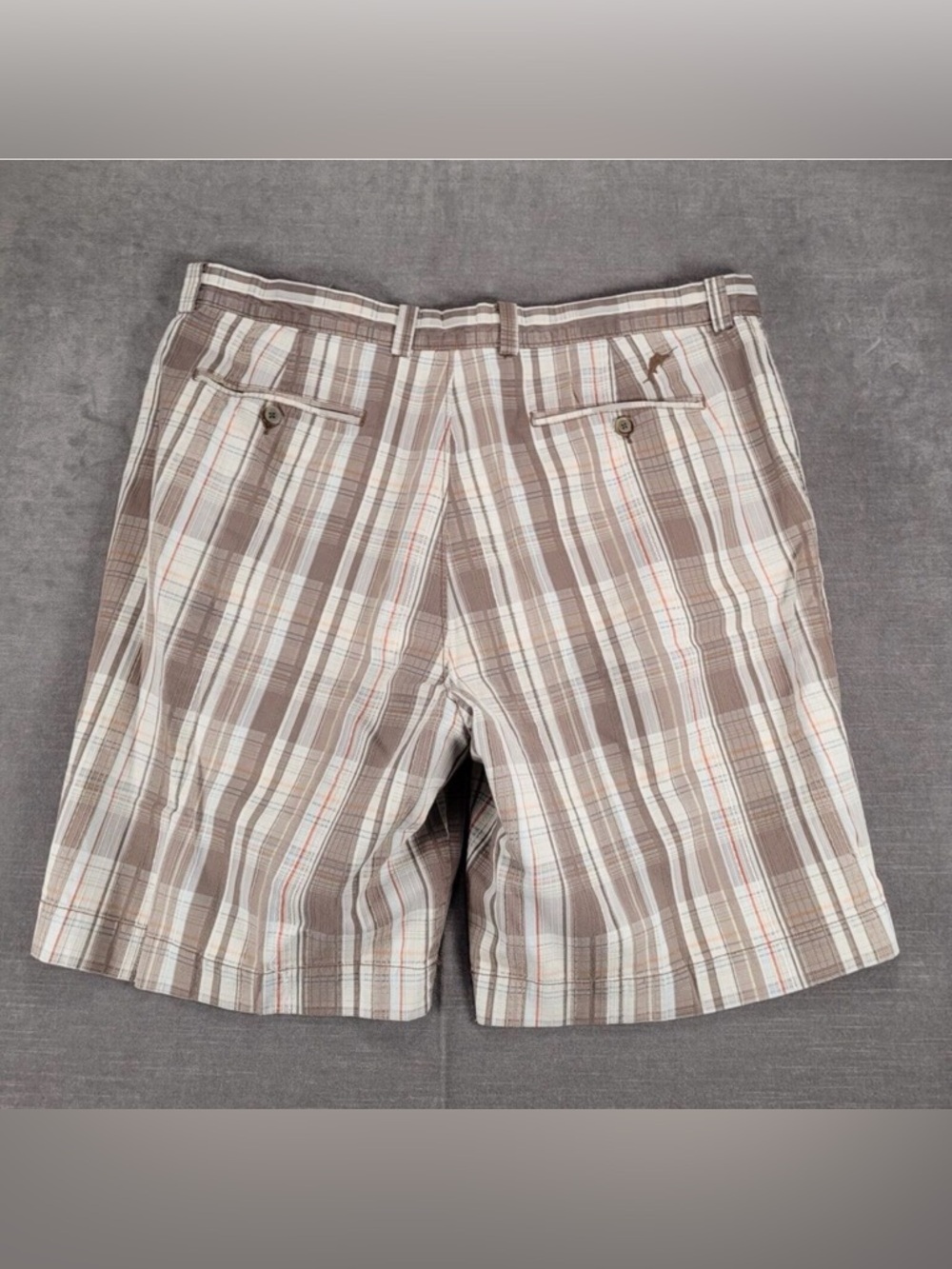 Tommy Bahama Board Shorts Silk Blend Golf Mens Plaid‎ Brown White Size 38 - Picture 2 of 6